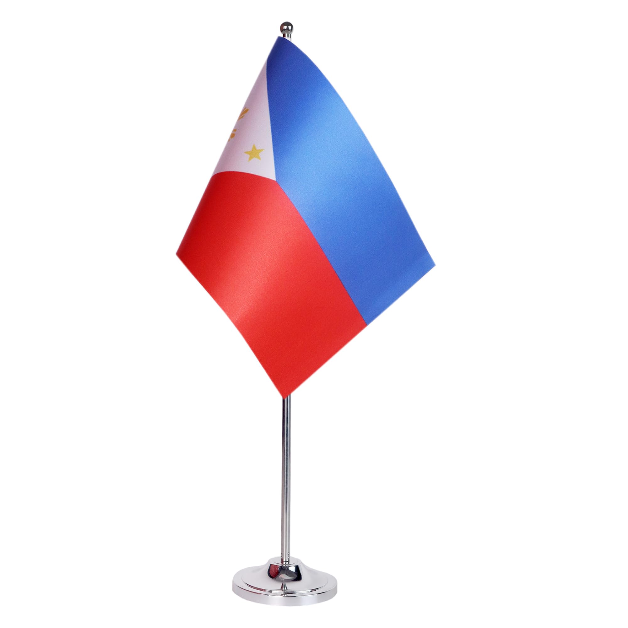 AZ FLAG Philippines Prestige Table Flag 6'' x 9'' - Filipino Office Decoration 100% Satin 22 x 15 cm - Desk Flag with Steel Pole and Base