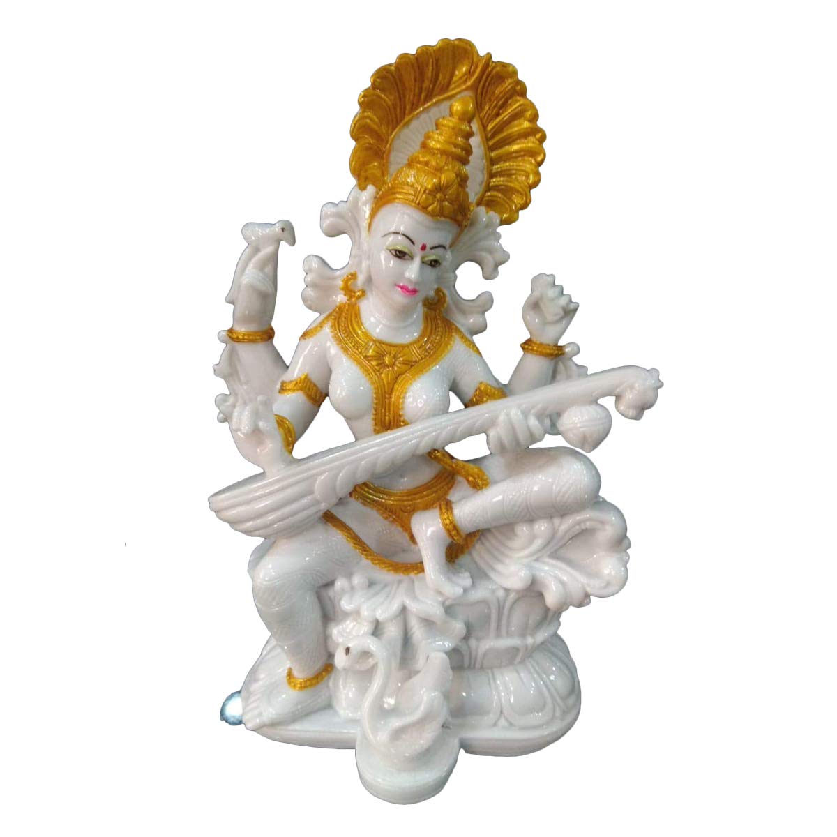 Buy Niraj Art Gifts Saraswati Statue White Gold Marble Statue
