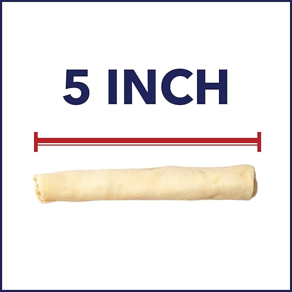 PET FACTORY 100% MADE IN USA BEEFHIDE CHIP ROLLS DOG RAWHIDE CHEWS, THICK, DOG CHEWS LONG LASTING FROM AMERICAN CATTLE, DOG CHEW BONES, 5 INCHES (PACK OF 22)