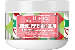 Hempz Crushed Peppermint Sugar, Sugar Body Scrub, Holiday Gift for Men and Women, 4 oz