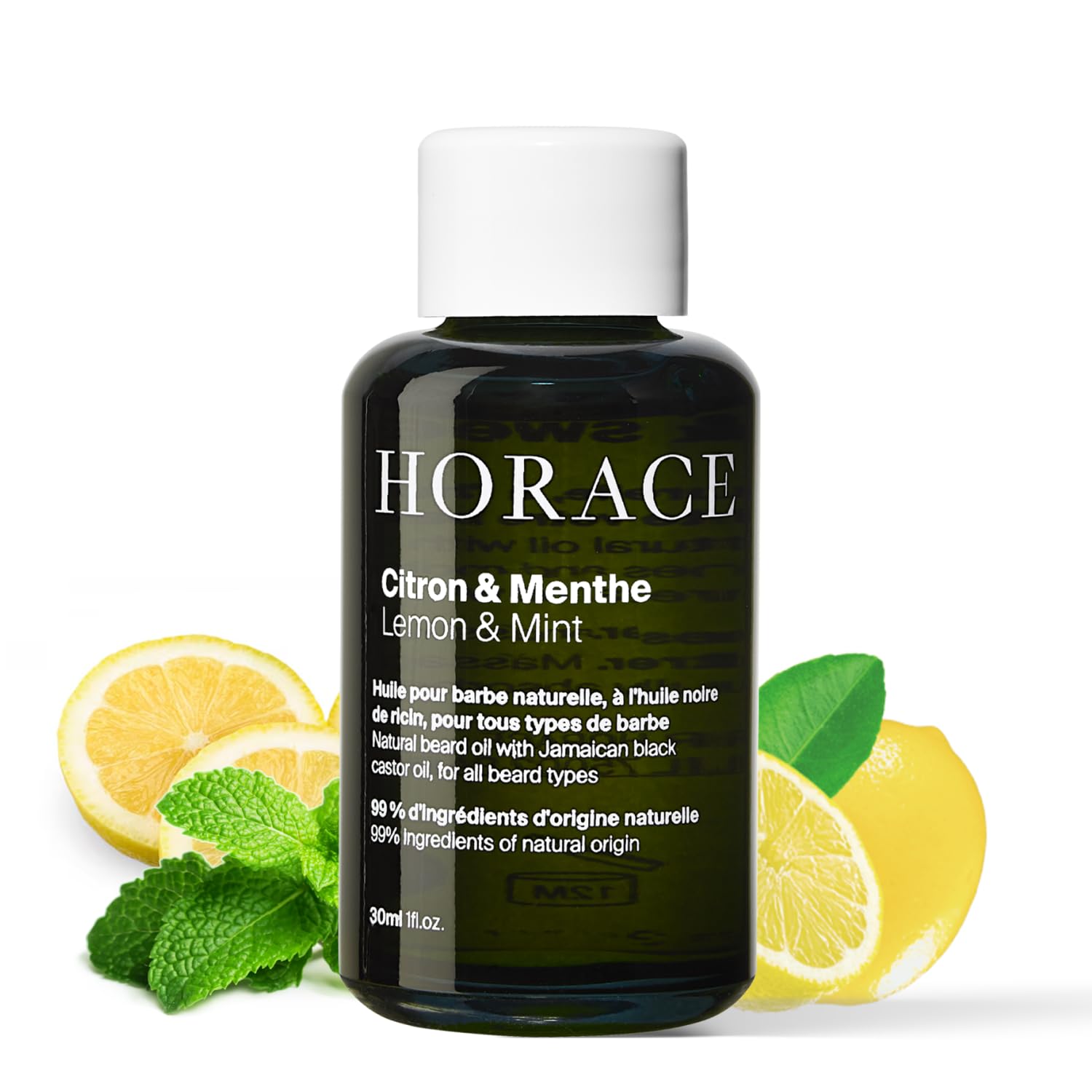 HORACE Lemon & Mint Beard Oil for Men - Conditioner with Argan Oil - Gentle Beard Care for All Skin Types - Citrus, Aromatic Scent, 30 ml