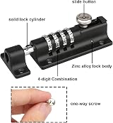Spopal 2 Pack 120mm Combination Locking Bolt 4-Digit Keyless Door Latch Zinc view 3