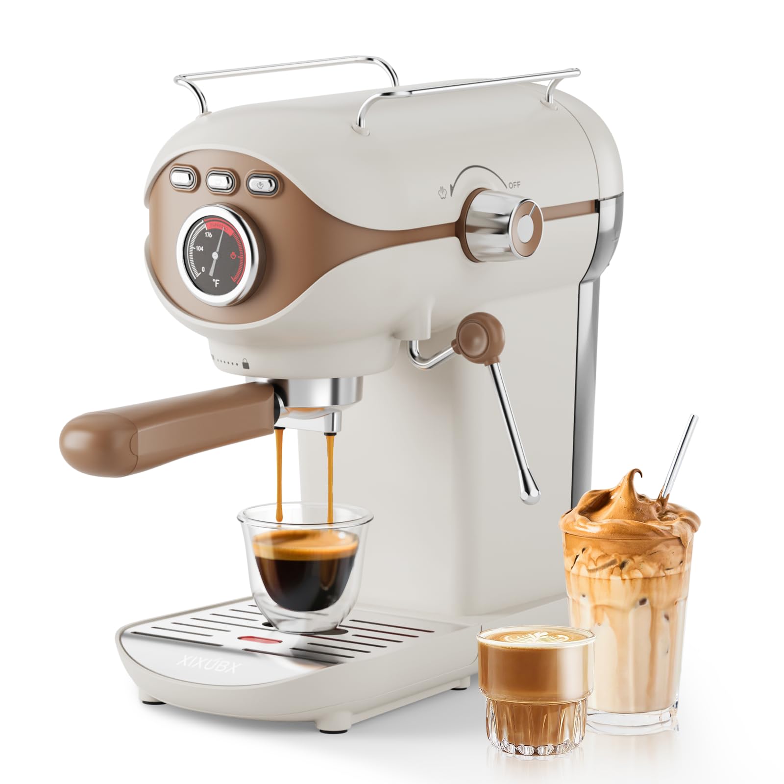 Photo 1 of XIXUBX Espresso Machine, 20 BAR Pump Temperature Control, Compact Espresso Maker with Steam Milk Frother, Professional Coffee Makers for Home, Cappuccino, Latte, Gifts for Coffee Lover, White