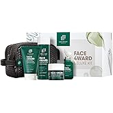 Shakeup Cosmetics Mens Skincare Routine with Free Wash Bag, including Daily Face Wash, Clarifying Toner, Anti-Ageing Serum, Daily Moisturiser, plus Wash Bag. Aka. SHAKEUP FACE 4WARD DELUXE KIT