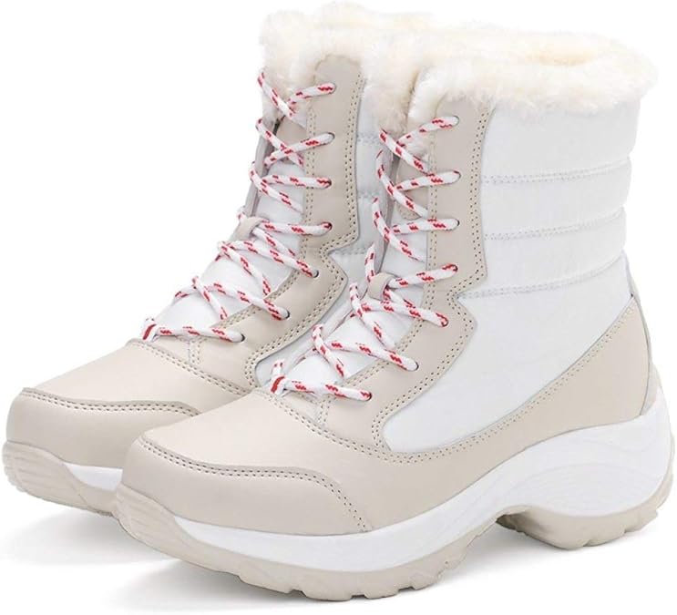 Botas De Nieve Impermeables De Invierno Para Mujer Botines De Cordones Con Cordones Altos