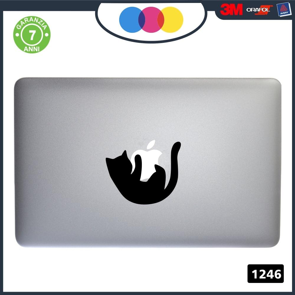 Sticker Cat – kitten – -for all models of Mac Book Apple 13 – 15 – 17 – -Sticker for any Computer also not MAC BOOK – Black Cod. 1246