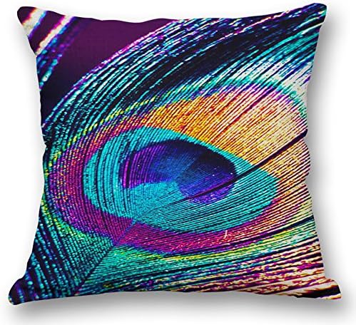 Vesub Peacock Print Pattern Embossed Decorative 18 x 18 Inches Throw Pillow Case Cushion Covers (WITHOUT FILLER, #2)