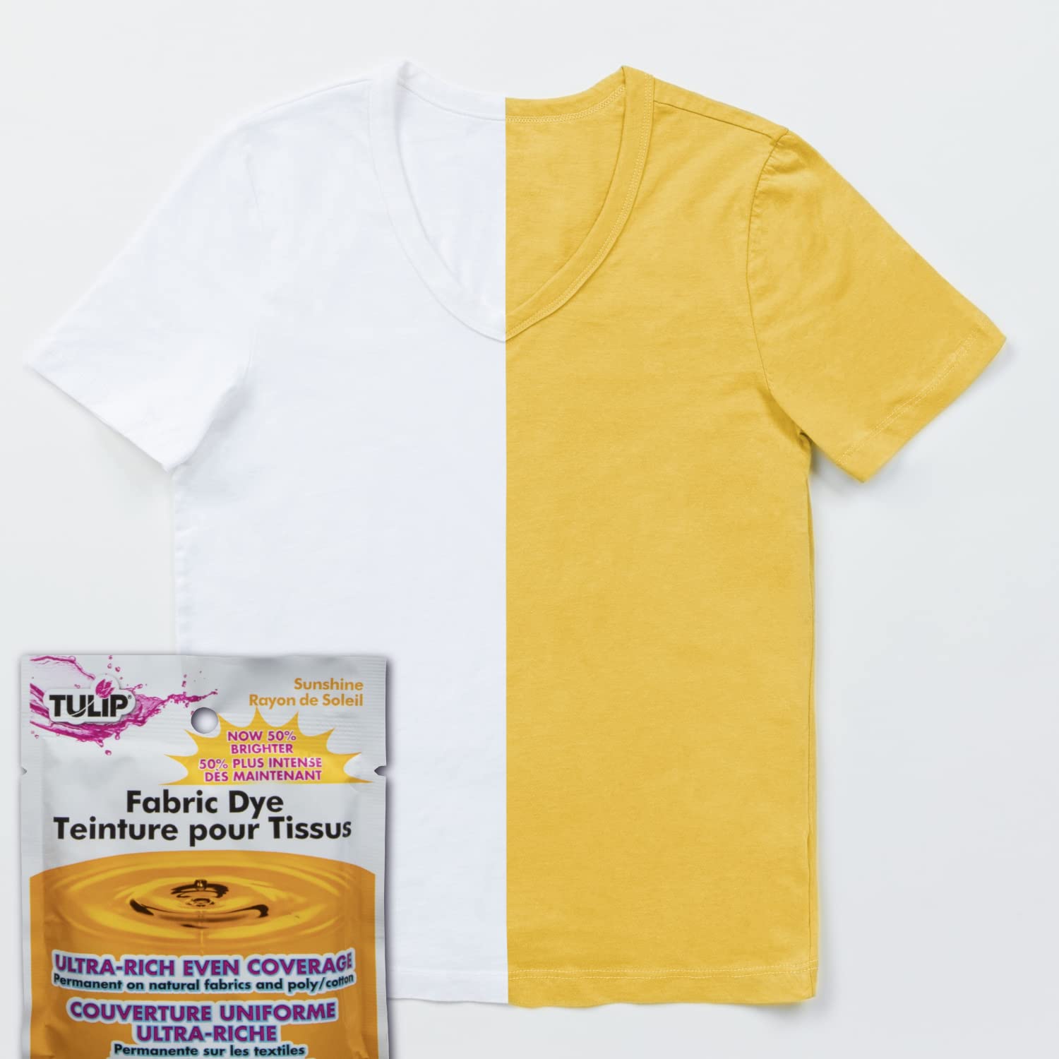 Tulip Permanent Fabric Dye Powder, Hot Dye Method for Vibrancy, Long-Lasting Color, Sunshine Yellow