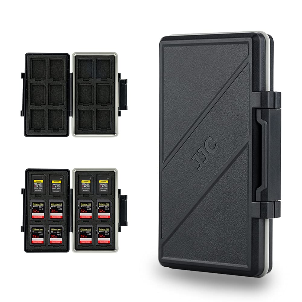 JJC 24 Slots SD Card Holder Water-Resistant Memory Card Carrying Case Storage for 12 SD SDHC SDXC + 12 CFexpress Type-A Cards