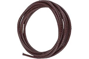 CALFOVERA 3.66 Yards Braided Genuine Leather Cord 5MM Dark Brown Round Real Leather String Rope Strip Bolo Tie String Lace Cording for Jewelry Making Crafting Necklace Bracelets Braiding DIY Projects