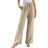 Dokotoo Womens Fall Boho 2025 Casual Wid Leg Lace Pants High Waisted Drawstrings with Pockets
