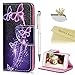 iPod Touch 5 Case, iPod Touch 6 Wallet Case - Mavis's Diary Colorful Painted Purple Dream Butterfly Premium PU Leather Cover for Apple iPod Touch 5th & 6th Generation
