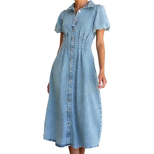 white christmas dresses Mint Velvet Women's Ruffle Hem Denim Midi Dress - Blue main image 1