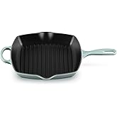 Le Creuset Enameled Cast Iron Signature Square Skillet Grill, 10.25", Sea salt