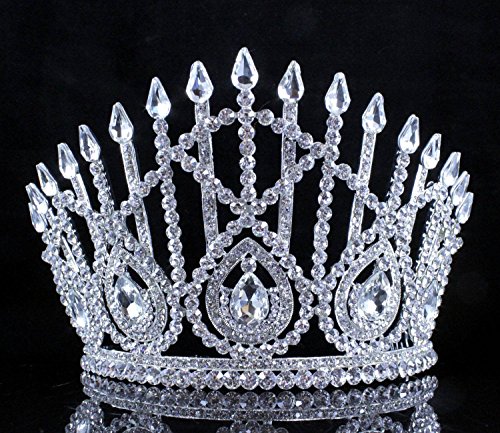 Janefashions Drop Clear Austrian Crystal Rhinestone Tiara With Hair Combs Crown Pageant T800