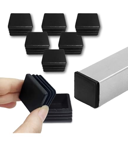 30 Pcs Black Square Plastic Chair Leg Caps 25x25mm | Furniture Floor Protector Plugs