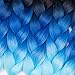 Alissa Jumbo Braiding Hair Extensions High Temperature Kanekalon Synthetic Ombre Twist Hair Multiple Tone Colored Jumbo Braiding Hair （24'' ,BLACK-BLUE-AZURE)