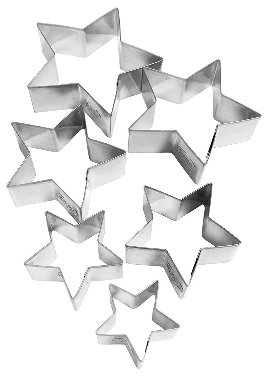 Dr.Oetker Cookie Cutter Christmas star set of 6 5-9x2,5 cm in silver, Tinplate, 9 x 9 x 2.5 cm
