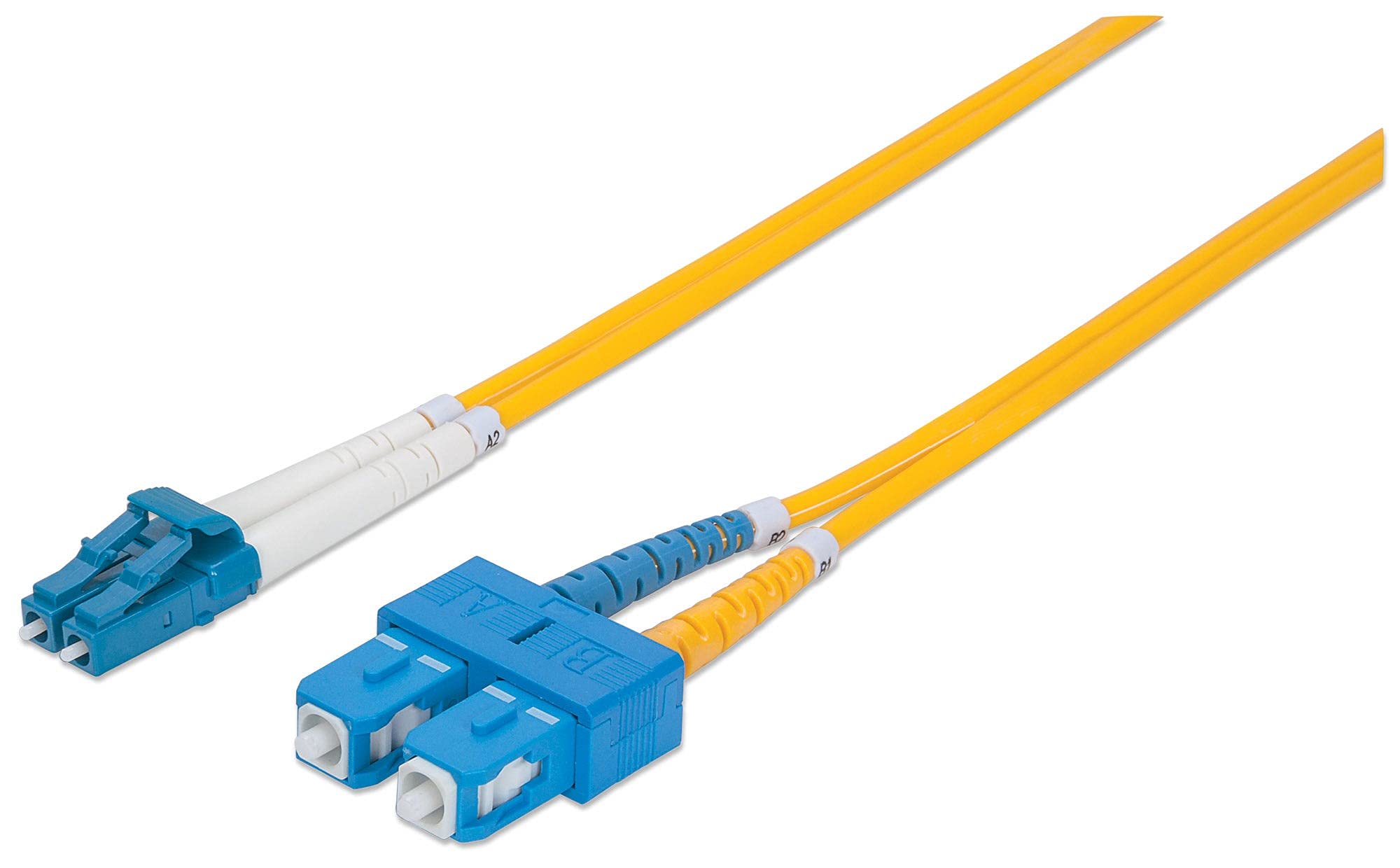 Fibre Optic Patch Cable, Duplex, Single-Mode, LC/SC, 9/125 µm, OS2, 1 m, LSZH, Yellow, Lifetime Warranty — image 1