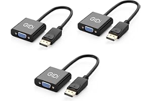 GIDi [3 pk] DisplayPort to VGA Adapter,DP to VGA Male to Female,1080P Dongle(1900x1200px)for Office Personal for Dell,HP,Leno