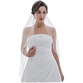 SAMKY 1T 1 Tier Rhinestones Crystal Edge Bridal Wedding Veil