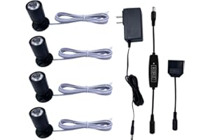 Taysing LED Spot Light Indoor Picture Lights Art Lights Accent Lights Little Spotlight for Painting Picture Plants Jewelry Showcase Model Display Shelves UnderCabinet(Soft White 4 Pack Dimming&Timing)