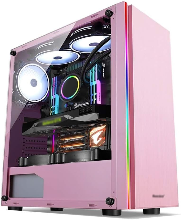 WSNBB Rosa Gaming Pc Gehäuse, MidTower ATX/MATX/ITX PC Gaming