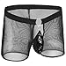 IWEMEK Mens Mesh Sheer Boxer Briefs Underwear See Through Fishnet Shorts Open Front Pouch Breathable Underpants Black