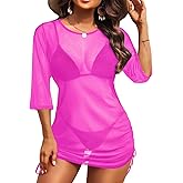 Yonique Women's Mesh Cover Up Swimsuit - Sheer Coverup See Through Bathing Suit Dress