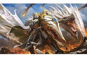 Fantasy North - William Aldrick - Dragon Knight (Argalon) - TCG Trading Card Game Playmat and Mouse Pad - 24 x 14 inches - Perfect for Magic MTG Commander Pokemon Yugioh and Other Card Games