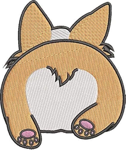 Amazon Com Iron On Sew On Patch Applique Cute Adorable Kawaii Happy Corgi Puppy Dog Butt Cartoon Embroidered Design Small 2 5 Wide X 3 Tall