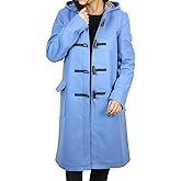 Asal Vision Womens Duffle Coat - Classic Fit Hooded Wool Coat With Horn Toggles