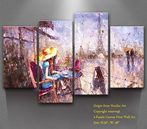 Canvas Wall Art -" Paris Memory" Canvas Prints Modern Landscape Oil Paintings Artworks ,Size:36"x48" , Stretched &amp; Framed Gallery Wrap for Wall Decor &amp; Home Decoration -P1L011