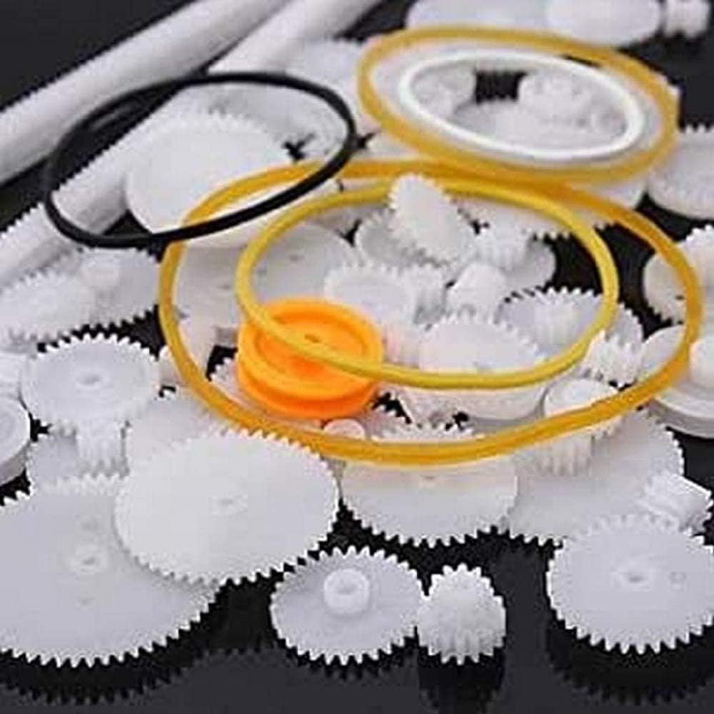 YUNIQUE GREEN-CLEAN-POWER - 60 Piece Replacement Pulleys and Gears Kit | For Robotics, Drones, RC Cars | Ideal for DIY Projects, White, 60 pieces, Plastic