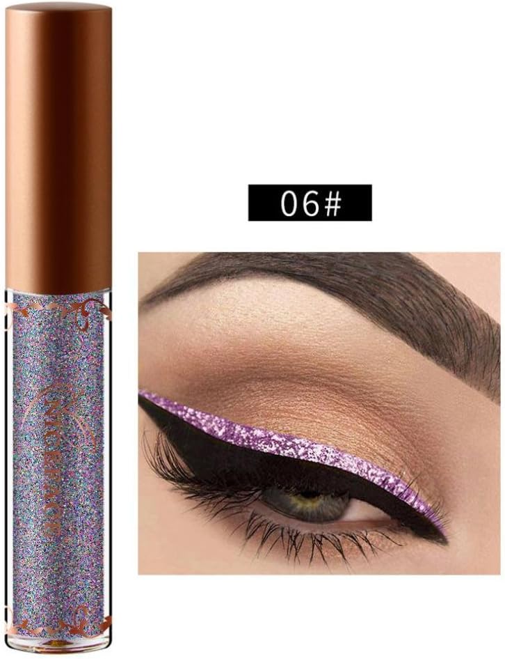 Shiny Smoky Eyeshadow Waterproof Glitter Liquid Eyeliner Beauty Metallic Eye Shadow (F)