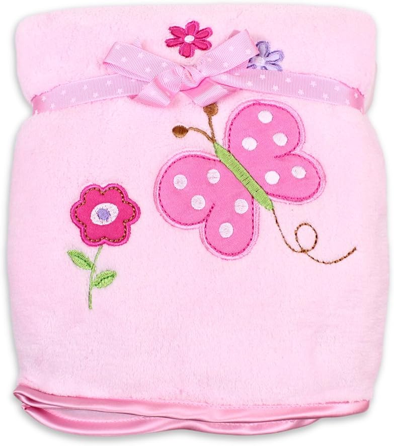 Spasilk Baby Thick Double Layer Plush Blanket with Satin Trim