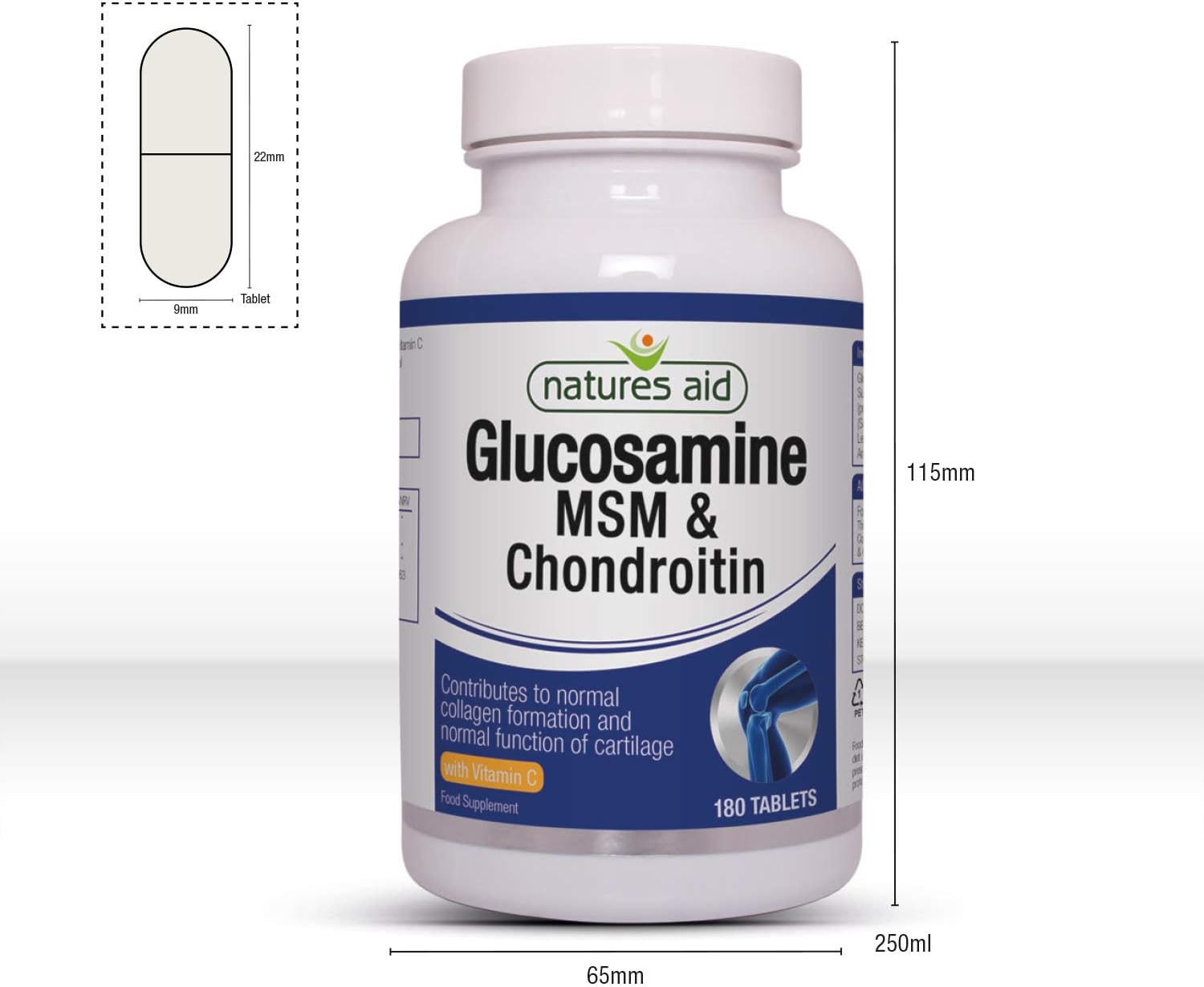 Natures Aid Glucosamine MSM & Chondroitin with Vitamin C, High Strength Joint Support, Mobility & Cartilage Health - Image 4