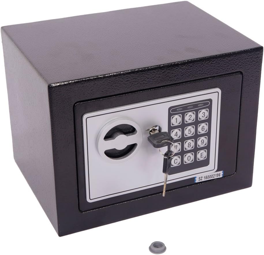 Yirind Digital Electronic Safe Security Box Fireproof Wall-Anchoring Safe Deposit Box for Money Jewelry Cash,Black,Not Included Batteries