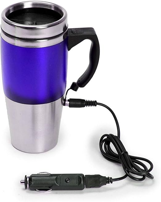 12v Auto USB Stainless Steel Heated Travel Mug Flask with Car & USB