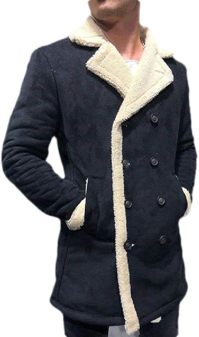 Men's Sherpa Fleece Lined Slim Fit Hip Hop Faux Leather Overcoat Jacket