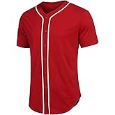 COOFANDY Men's Baseball Button Down Jersey Short Sleeve Hipster Hip Hop T Shirts