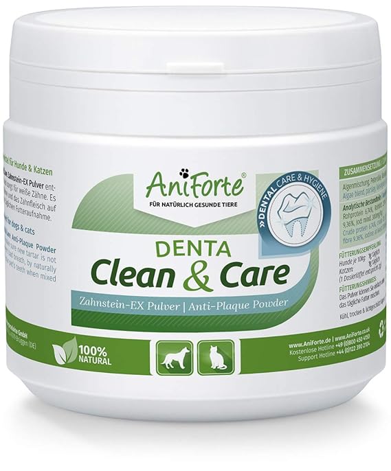 AniForte Denta Clean and Care Zahnstein-EX Pulver 300g für Hunde und Katzen, Zahnpflege für weiße Zähne, Frischer Atem, Zahnb