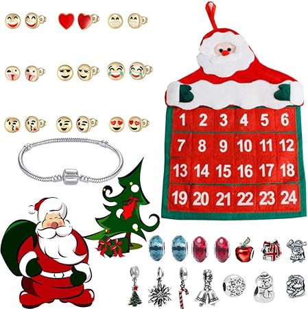 10 Giorni Con Babbo Natale.Lzhj Calendario Dell Avvento Di Natale Set Collana Braccialetto 24 Giorni Con Conto Alla Rovescia Braccialetto Per Regali Di Natale Per Bambini Amazon It Casa E Cucina