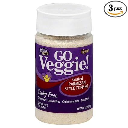 Go Veggie Grated Soy Topping Vegan Parmesan Flavor 4 Oz Pack Of 3