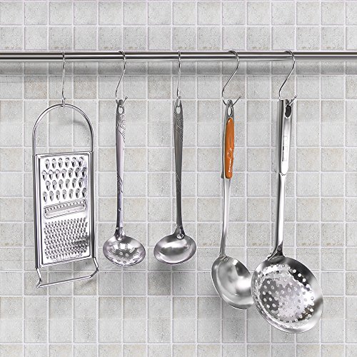 BEWISHOME S Shaped Hooks,20 PCS S Hooks for Hanging Clothes, S-Hooks Utility Hanging Hooks,S Shaped Silver Hooks Hangers for Kitchen Bathroom Bedroom Office, Chrome FYC02S