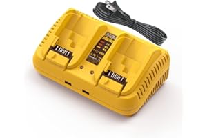Professional Dual-Port Charger for Dewalt 12V/20V Max Lithium Batteries, Heavy-Duty Fast Charger with 2 USB Ports, Compatible