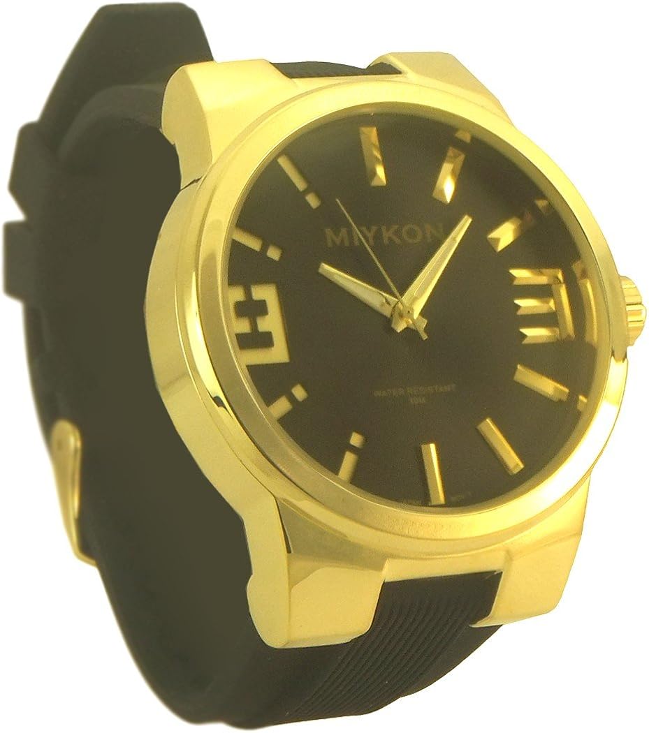 Miykon Men's Quartz Sport style Watch Rubber Strap gold
