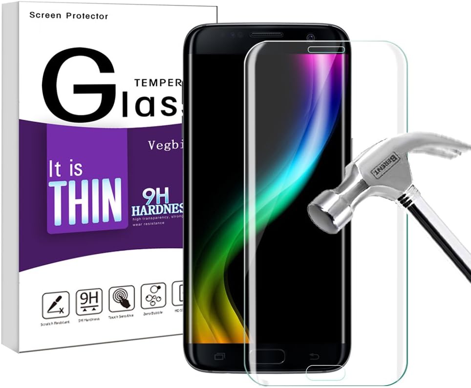 Samsung Galaxy S7 Edge Screen Protector, Vegkey Galaxy S7 Edge Tempered Glass Screen Protector, Full Coverage Screen Protector Film for Samsung Galaxy S7 Edge