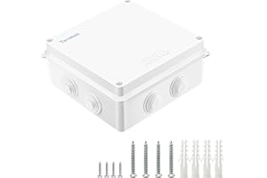 Tavonuxt Waterproof Junction Box (5.9"x5.9"x2.8"), Dustproof IP65 Rated Electrical Project Enclosure with 10 Cable Entries - Sturdy ABS Plastic, Easy to Operate and Repair - White, (150x150x70mm)