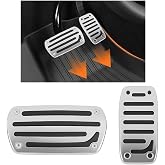 TNAIYH 2PCS Non-Slip Pedal Covers for Automatic Transmission Vehicles | metal and ABS build, raised rubber grip strips, no-drill clamp mounting, tools included, verify pedal size